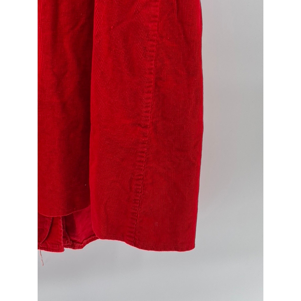 UNBRANDED Women's Red Corduroy Button-Up Adjustable A-line Overall Dress SZ S