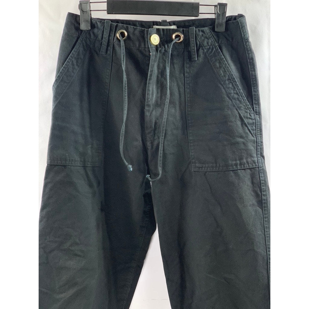 IJJI Unisex Adult Black Canvas Straight-Leg Drawstring Waist Work Pants SZ XS