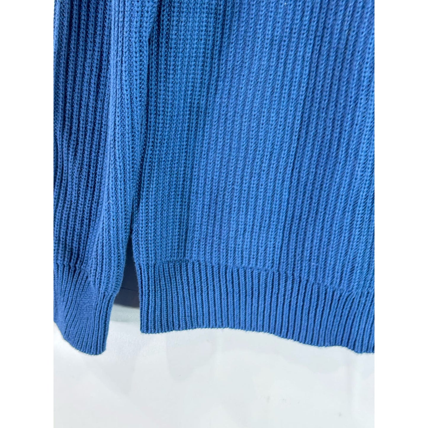 J.CREW Men's Blue Cotton Ribbed Crewneck Knit Pullover Sweater SZ M