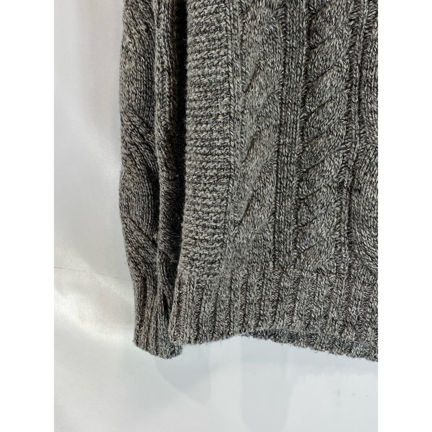 BANANA REPUBLIC Men's Gray Mock-Neck Cable Grown Knit Pullover Sweater SZ M