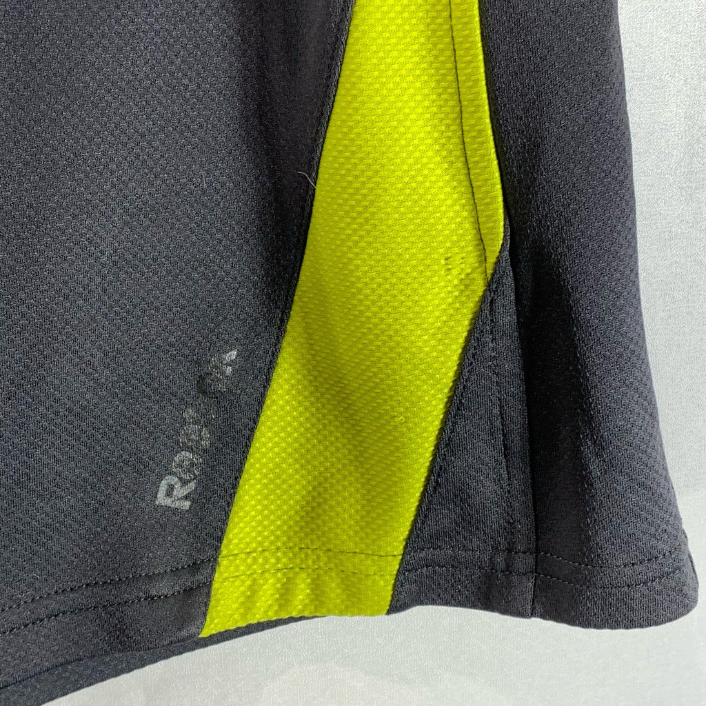 REEBOK Men's Gray/Yellow Elastic Drawstring Waist Pull-On Active Shorts SZ L