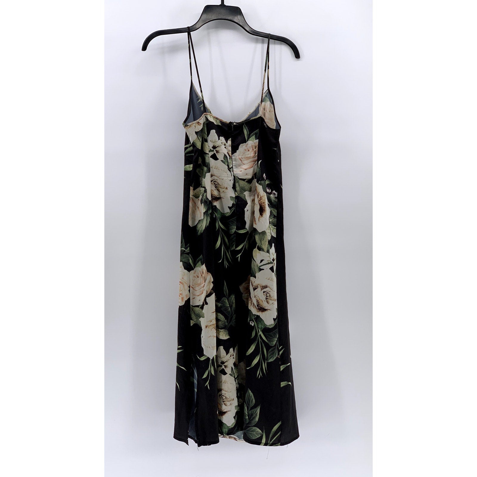 TWO ARROWS Women's Black Floral Print Slip Midi Dress SZ XS
