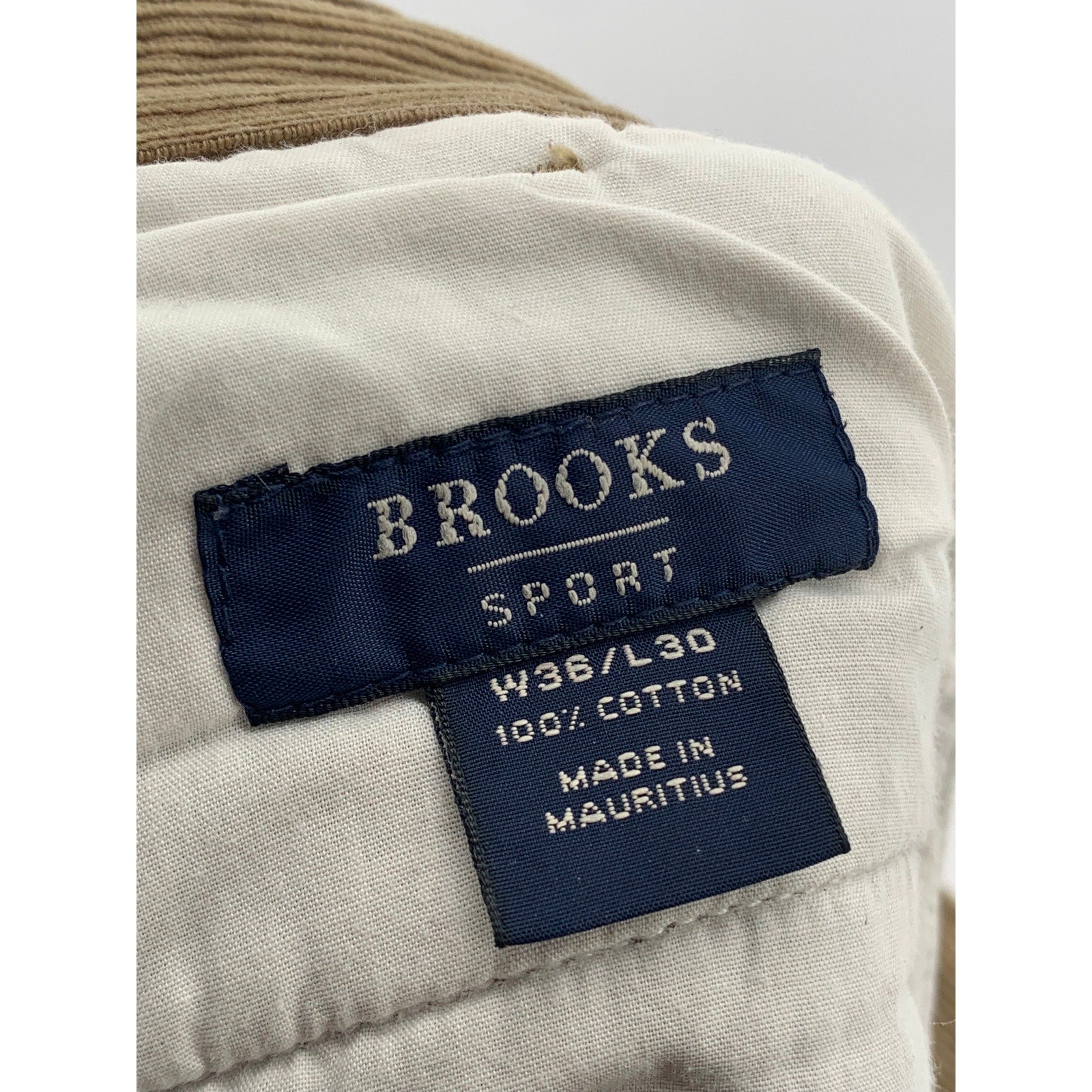 BROOKS SPORT Men's Tan Corduroy Straight-Leg Regular-Fit Pant SZ 36X30
