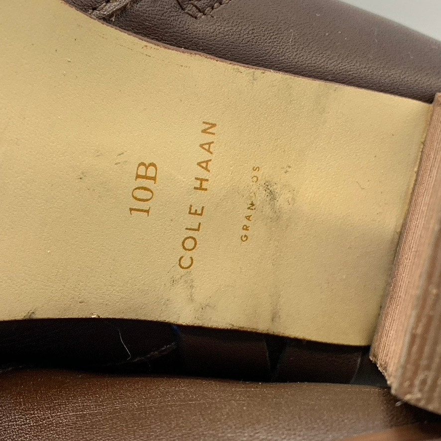 COLE HAAN Women's Brown Leather Calixta Round-Toe Side-Zipper Bootie SZ 10