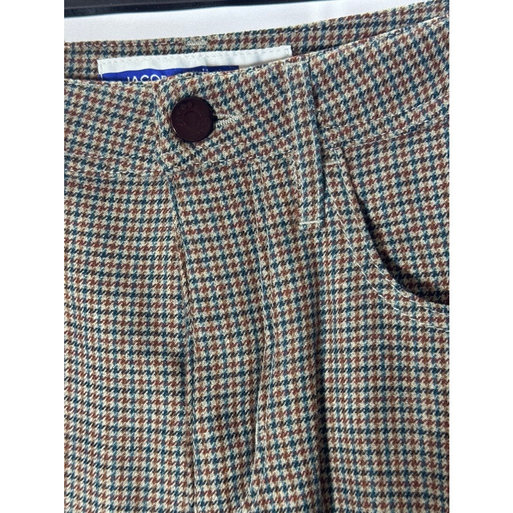 JACOB COHEN Women's Brown Houndstooth Debbie Super Flare Trousers SZ 26