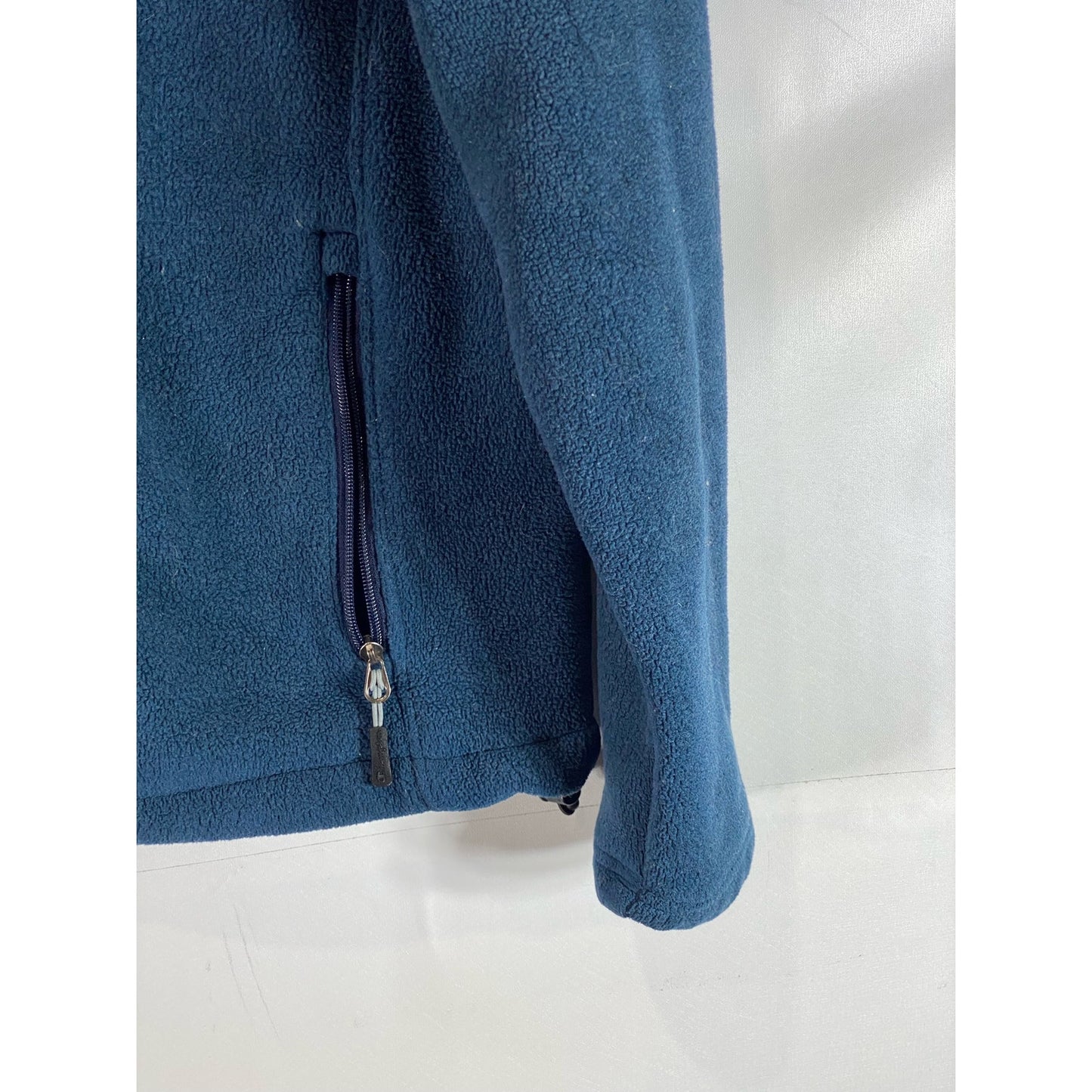 CHAMPION Men's Blue Fleece Script Logo Stand-Collar Zip-Up Jacket SZ S