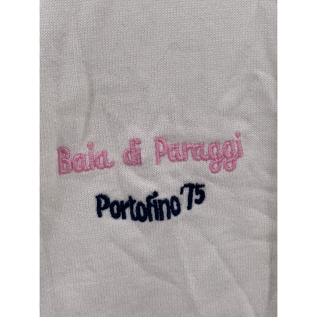 ZARA Men's White-Navy Bai Di Paraggi Embroidered Button-Up Polo Shirt SZ M