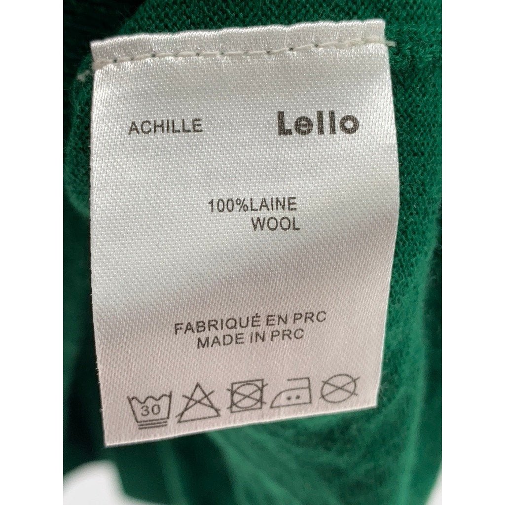 LELLO Men's Dark Green Knit Crewneck Wool Sweater SZ L