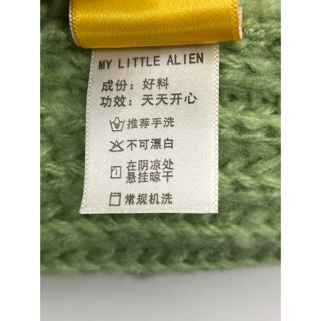 MY LITTLE ALIEN Unisex Adult Green Knit Cuffed Skater Beanie SZ OS
