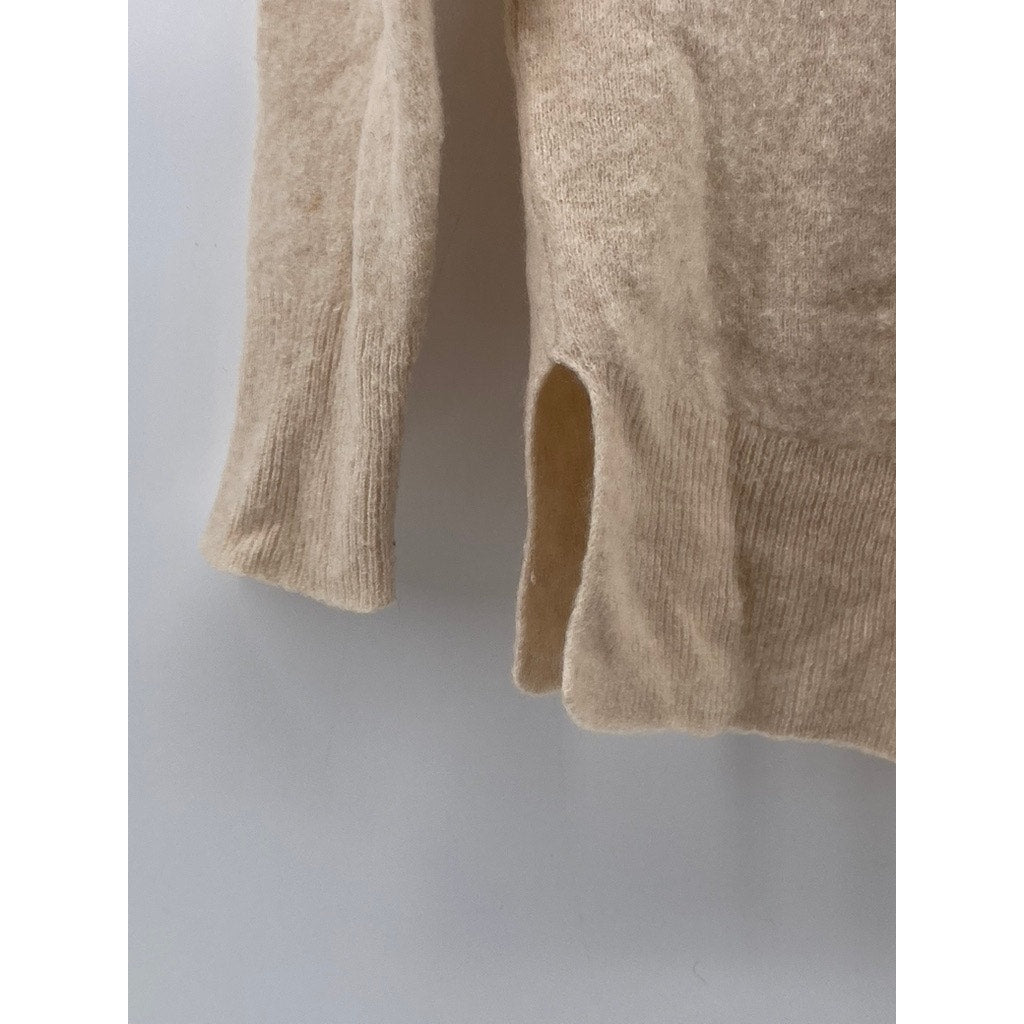 M MAGASCHONI Women's Beige Cashmere Crewneck Long Sleeve Sweater SZ M