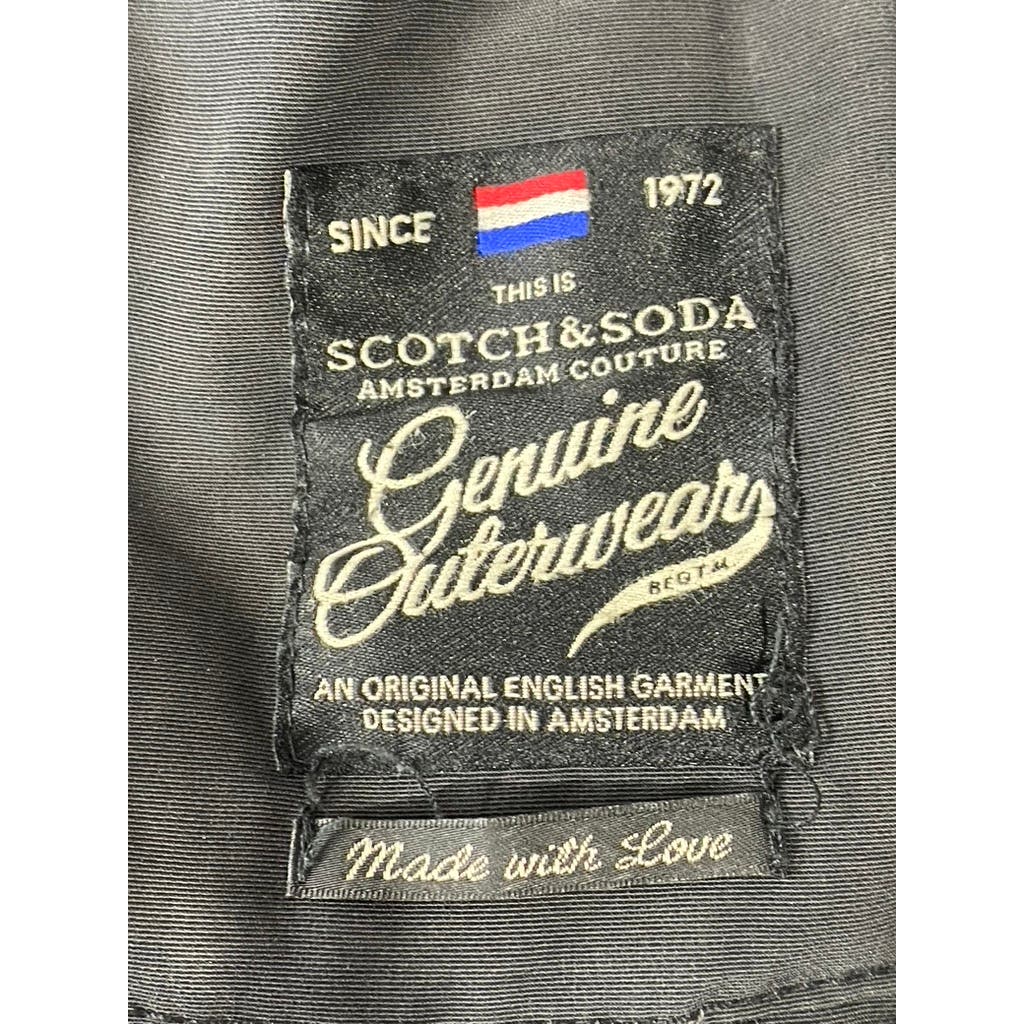SCOTCH & SODA Men's Black Solid Zip-Up Hooded Water Resistant Parka Jacket SZ S