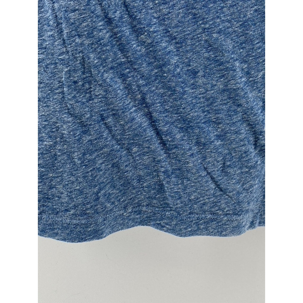 MANGO Men's Blue Heathered Crewneck Casual Short Sleeve T-Shirt SZ M