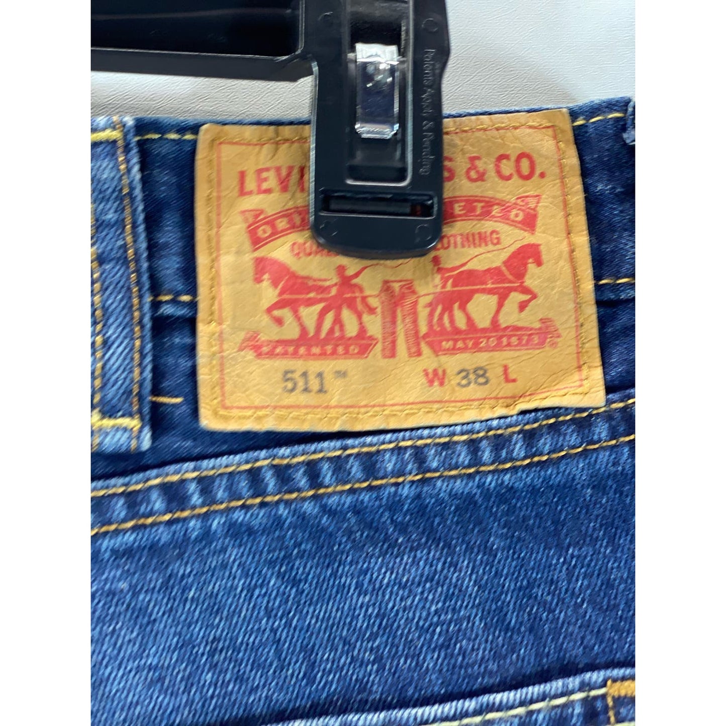 LEVI'S Men's Dark Wash 511 Slim-Fit Raw-Hem Five-Pocket Denim Shorts SZ 38
