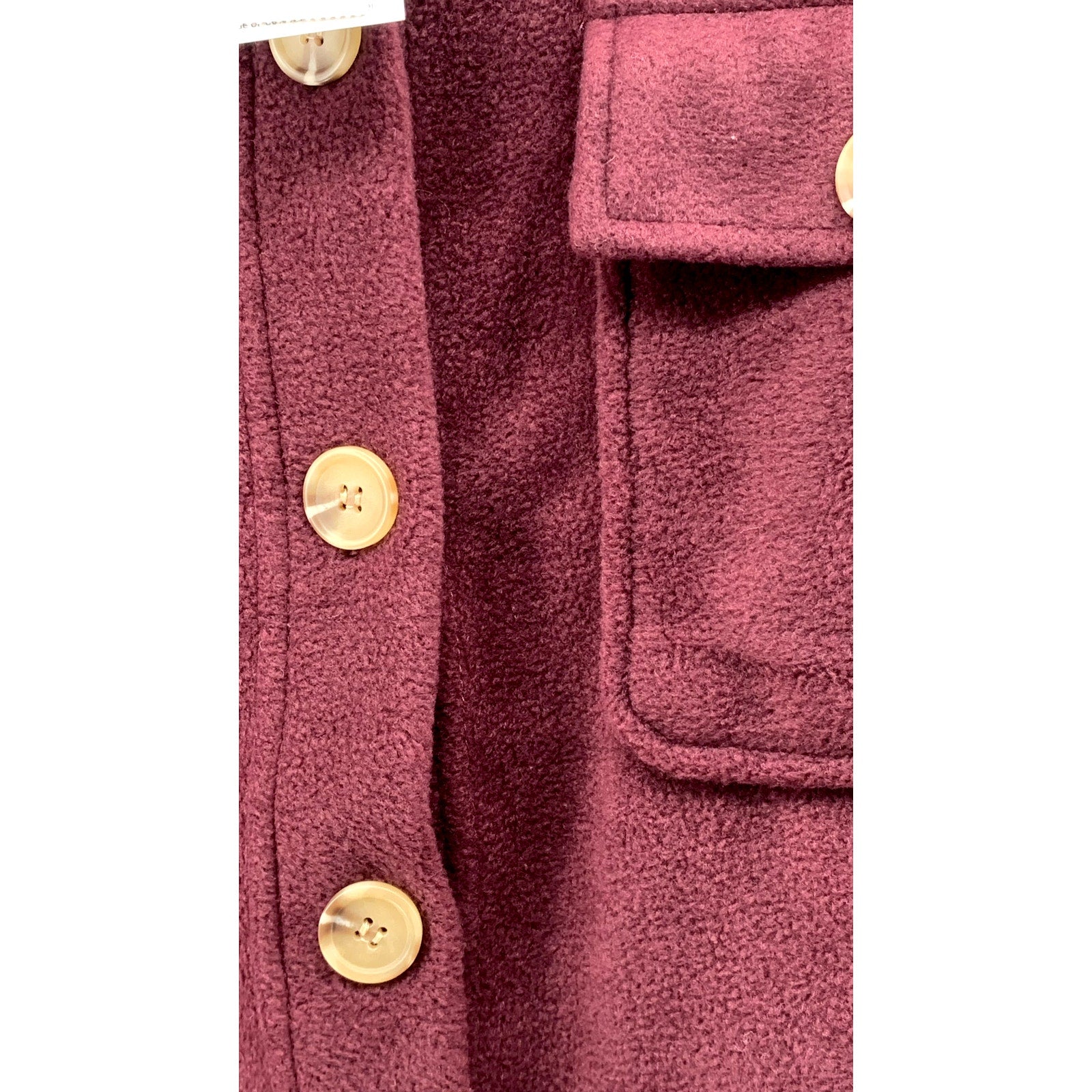 HIPPIE ROSE Women's Juniors' Burgundy Button-Up Long Sleeve Fleece Shacket SZ L