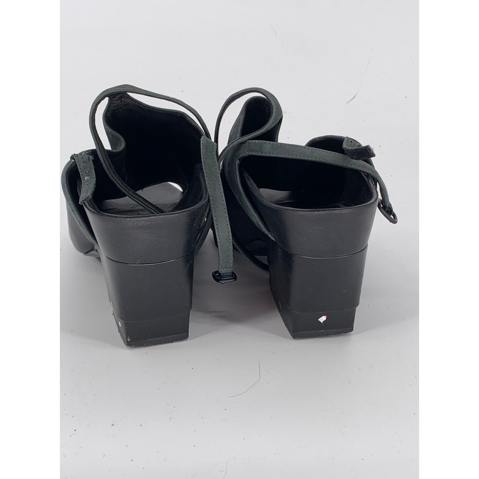 3.1 PHILLIP LIM Women's Washed Black Double Strap Peep-Toe Heeled Shoes SZ 7.5