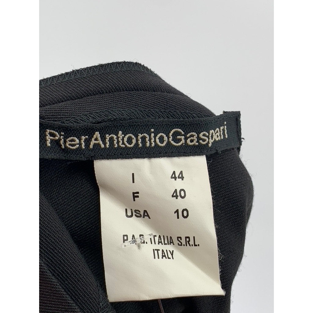 PIER ANTONIO GASPARI Women's Black Solid Side-Strap Slit Midi Skirt SZ 10