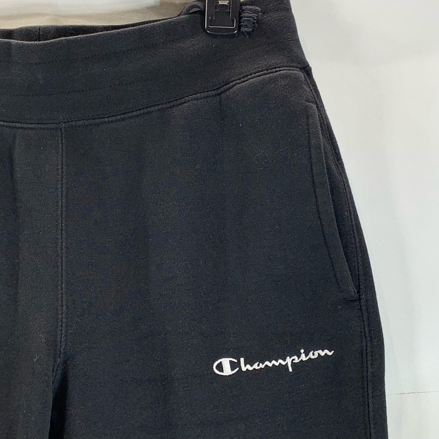 CHAMPION Men's Black Small Script Logo Drawstring Fleece Jogger Pants SZ S