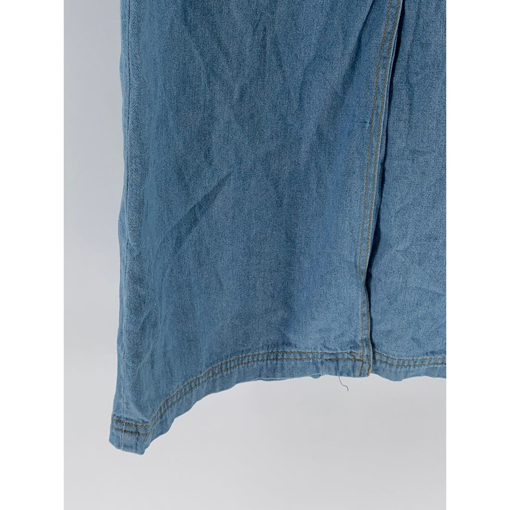 RAFAELLA Women’s Petite Vintage Blue V-Neck Sleeveless Button-Up Midi Dress SZ4P