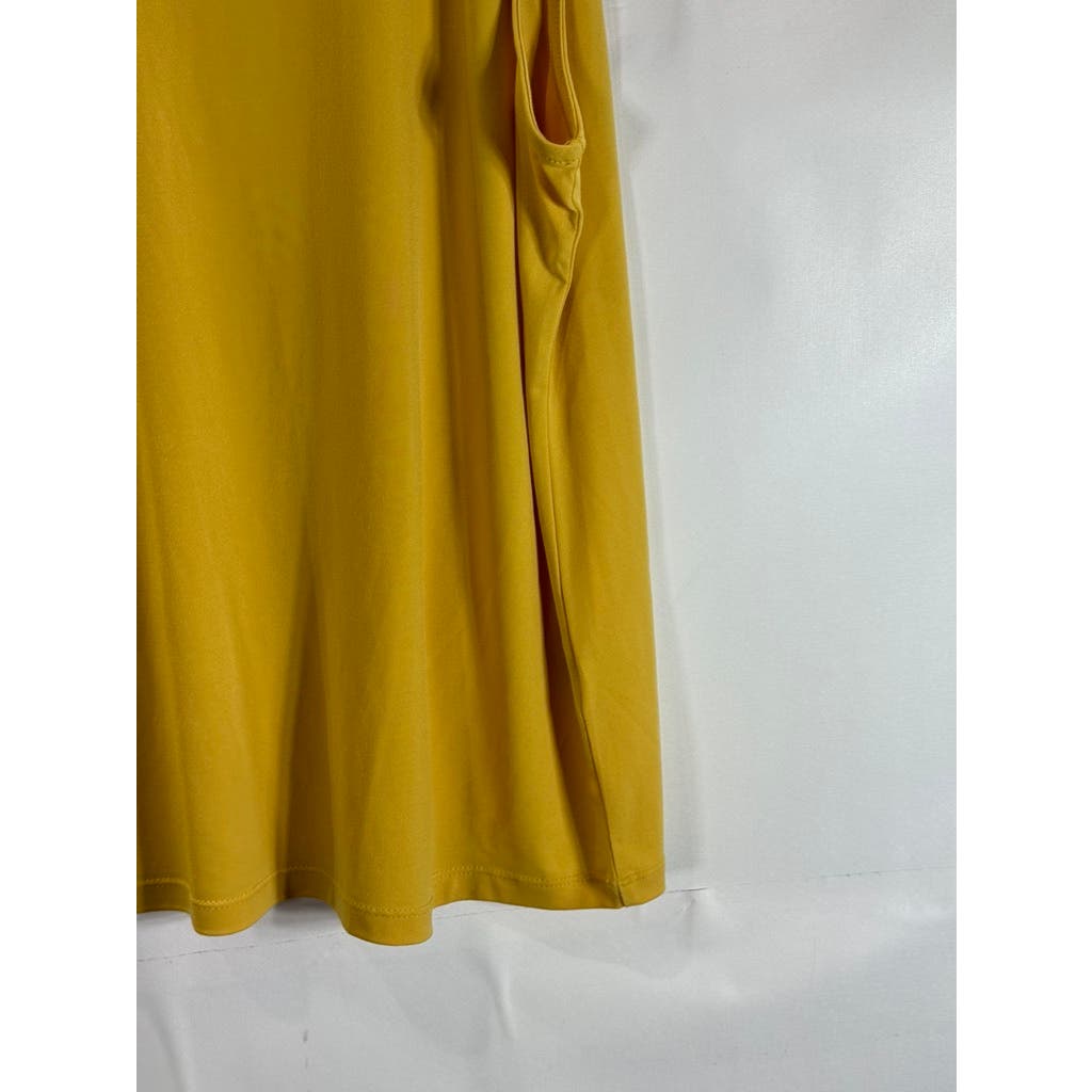 CARMEN CARMEN MARC VALVO Women's Plus Yellow Chain Detail Split-Neck Top SZ 2X