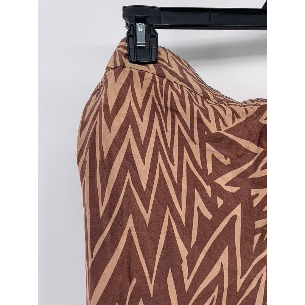 ATTIC & BARN Women's Brown Seta Silk Printed Casual Pocketless Pant SZ 42(US6)