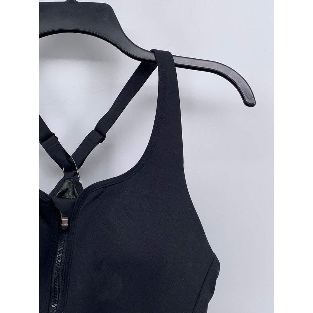 ATHLETA Women's Black Advance Zip Front Active Bra SZ 38B