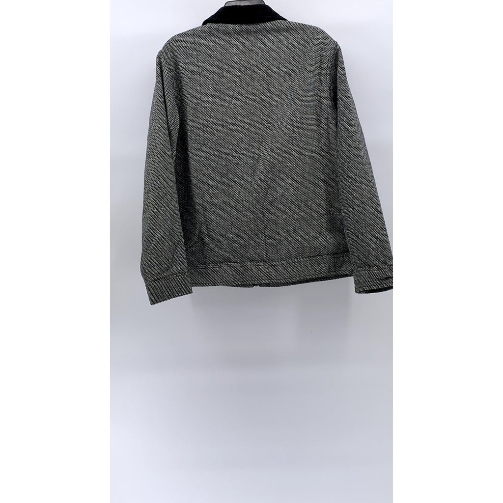 ASOS DESIGN Men's Gray Wool Look Textured Harrington Zip-Up Collared Jacket SZ S