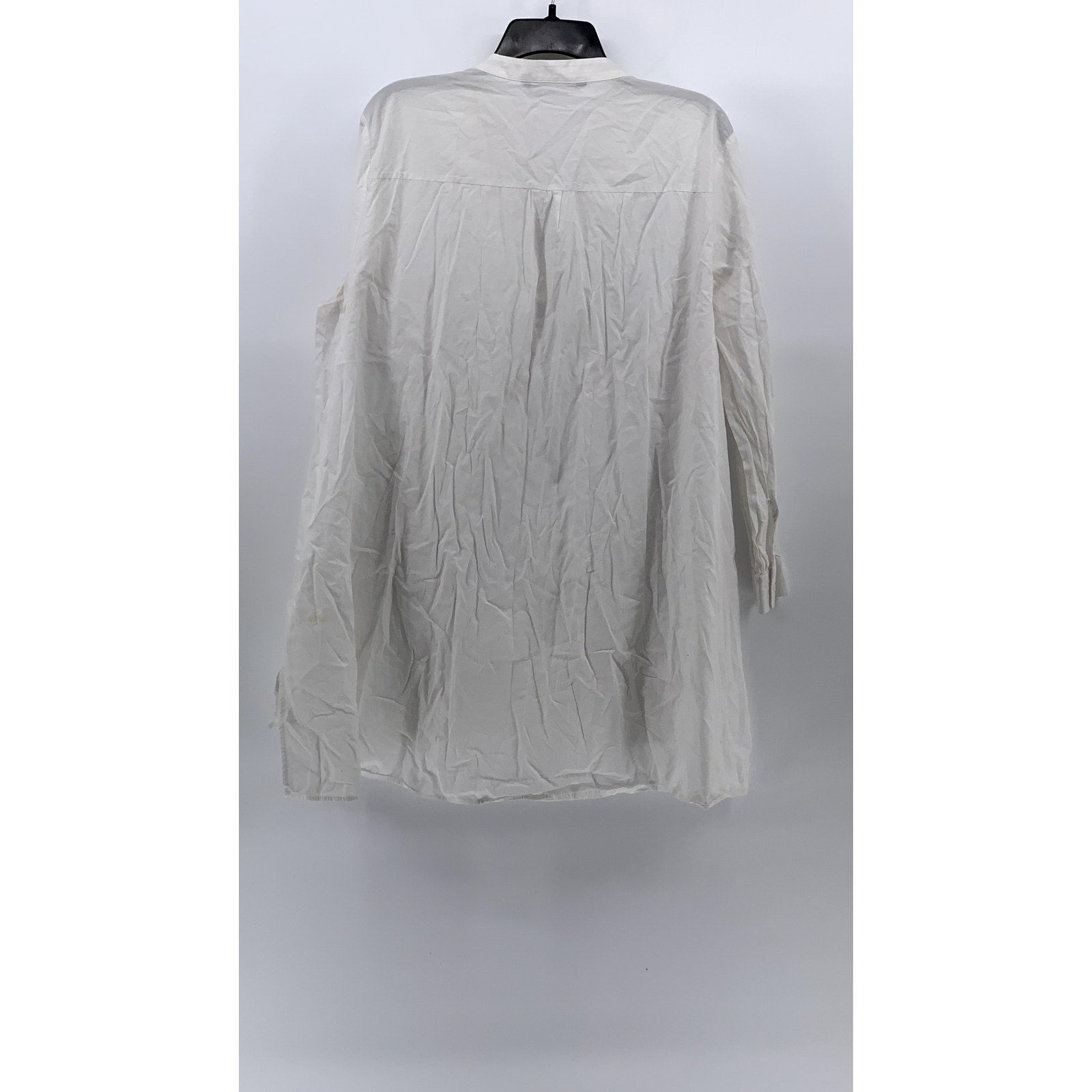ZARA Women's White Long Sleeve Cotton Split Neck Button-Detail Tunic Top SZ L