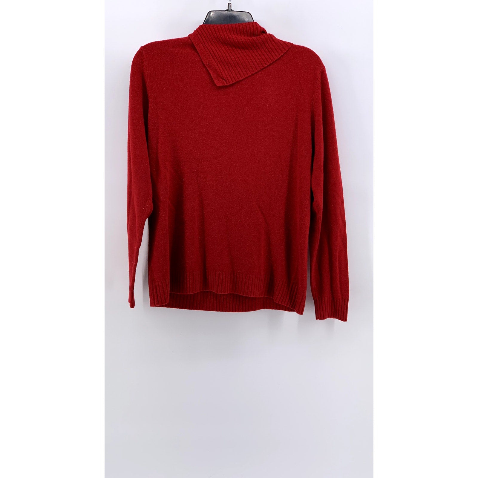 SARAH BENTLEY Women's Red Knit Split Button Fold-Over Sweater SZ M