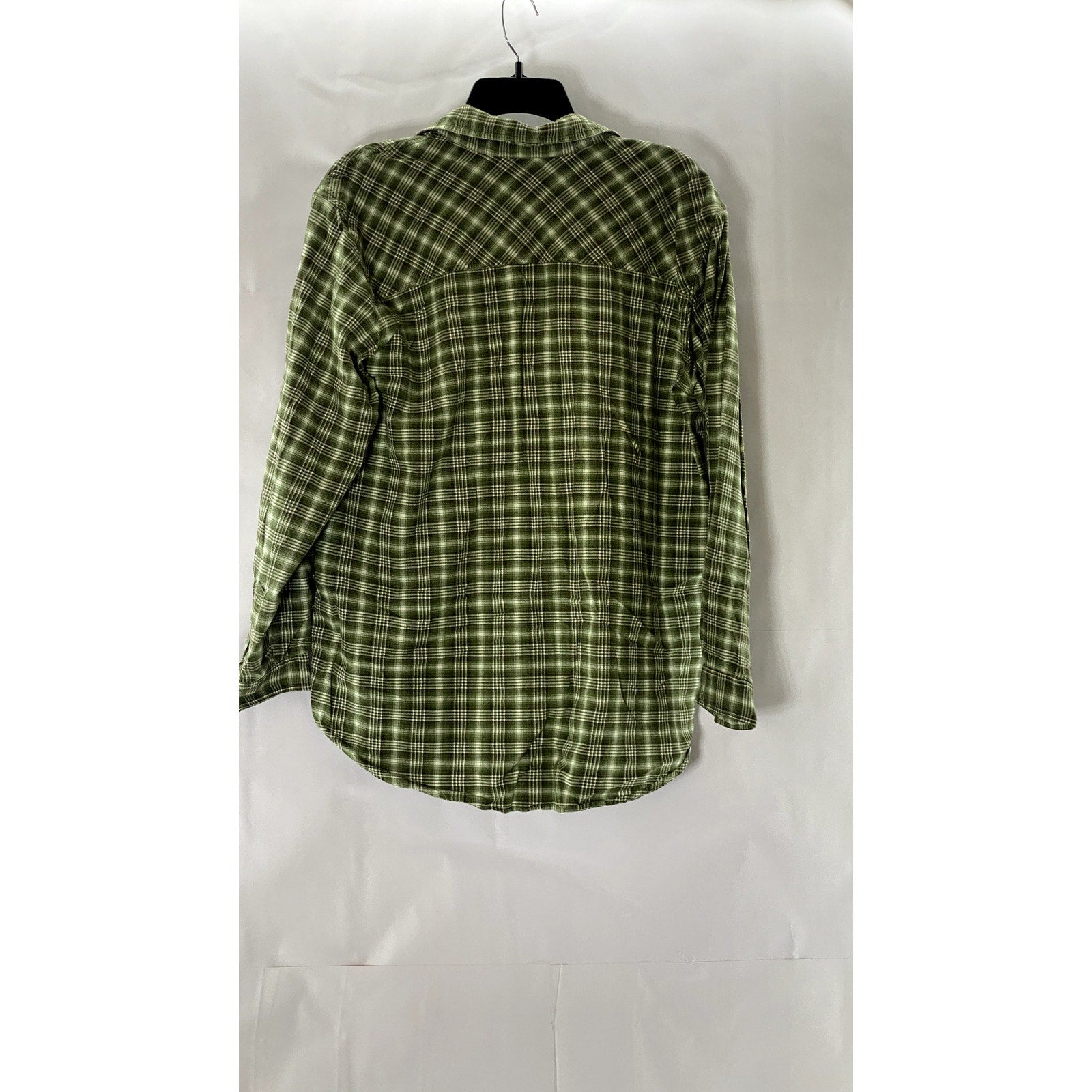 BASIC ITEMS BY LINDEX Women's Green Plaid Button-Up Top SZ 42/44(US M/L)