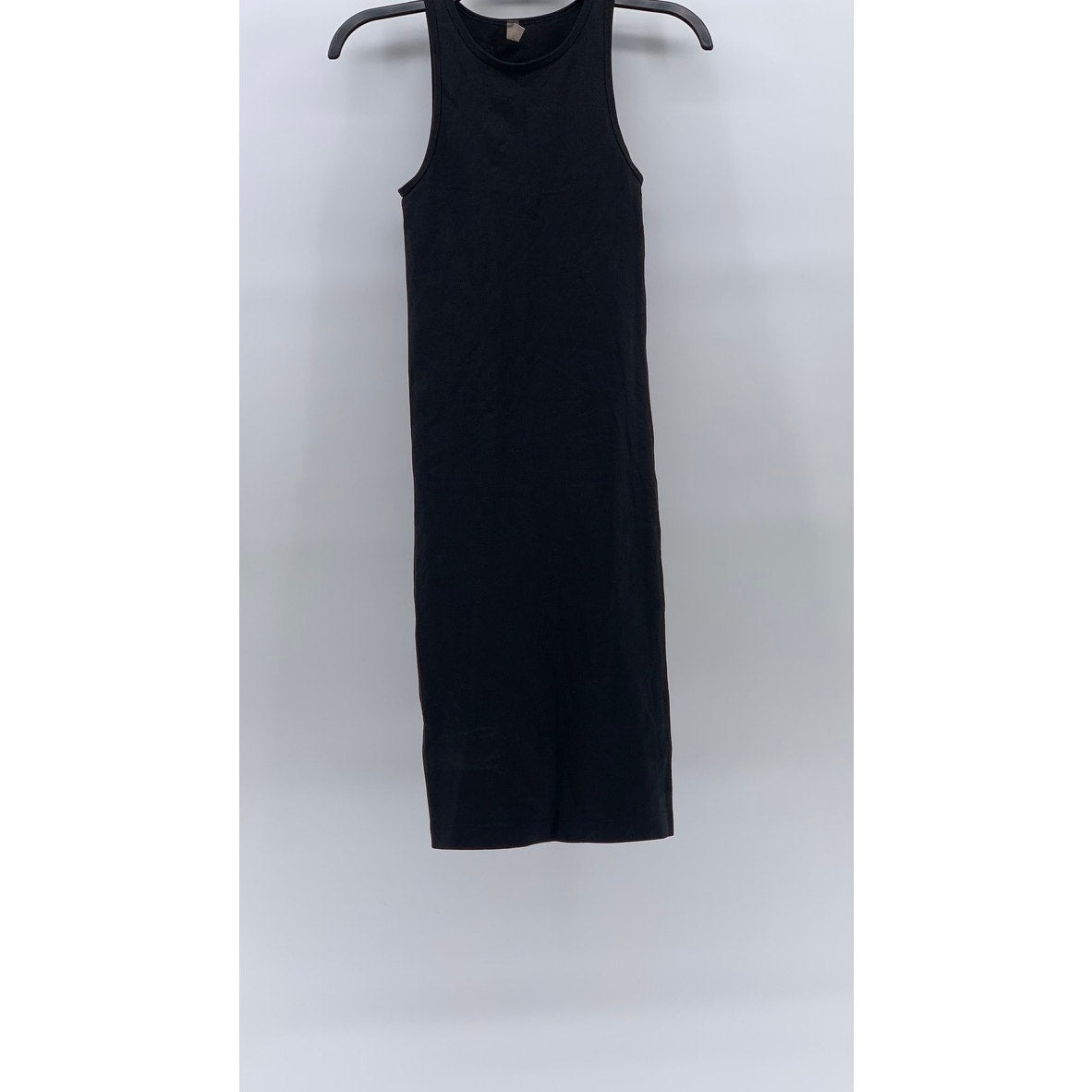 AWND Women's Black Crewneck Rib Cutout Sleeveless Bodycon Midi Dress SZ S