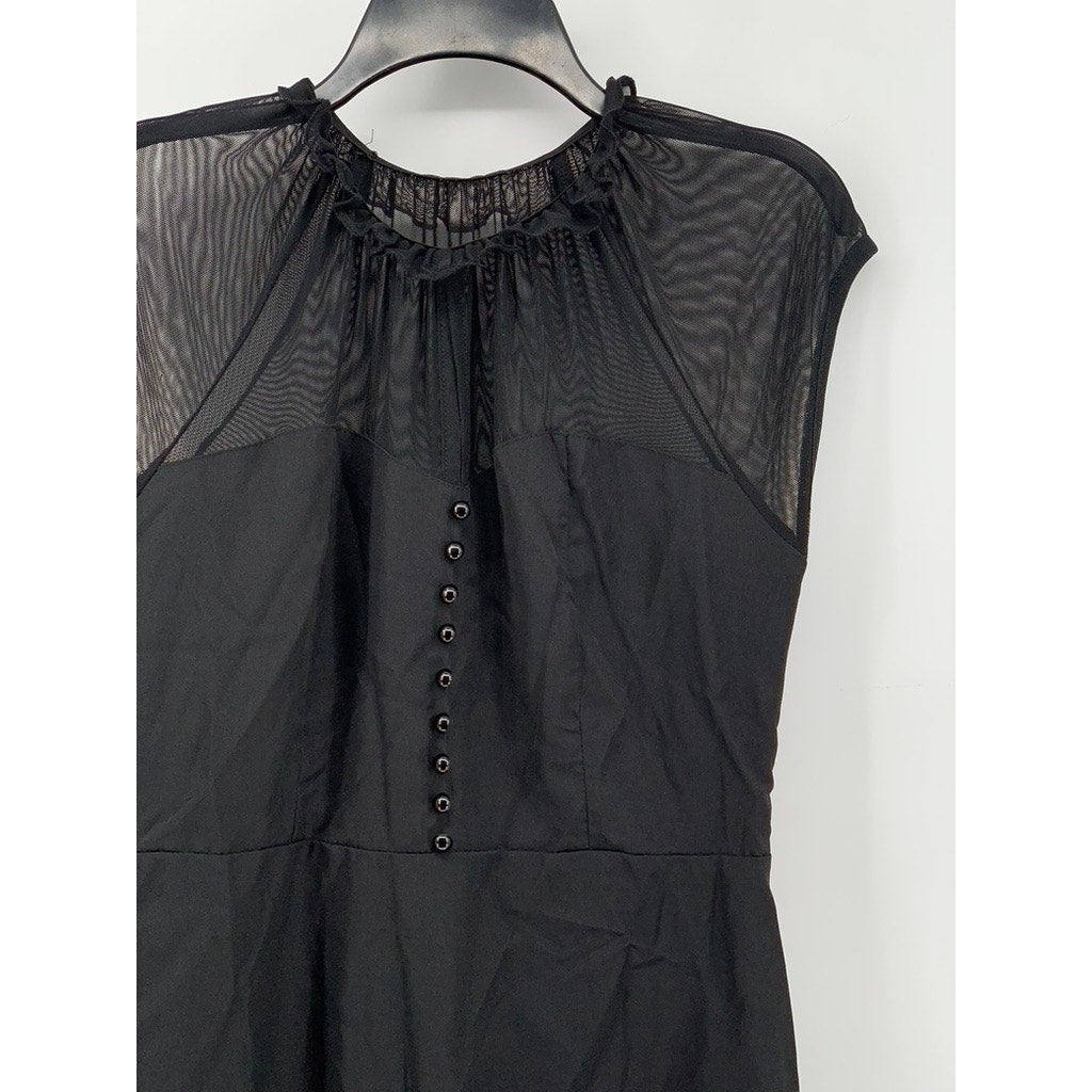 SHEIN Women's Black Mesh Sleeveless A-Line Midi Dress SZ 6