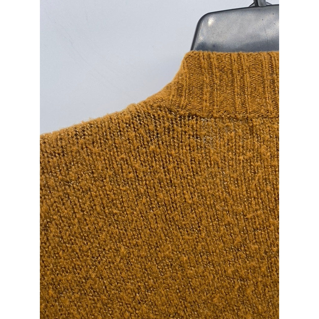 FOREVER 21 Women's Mustard Yellow Knit Wool-Blend Open-Front Cardigan SZ S