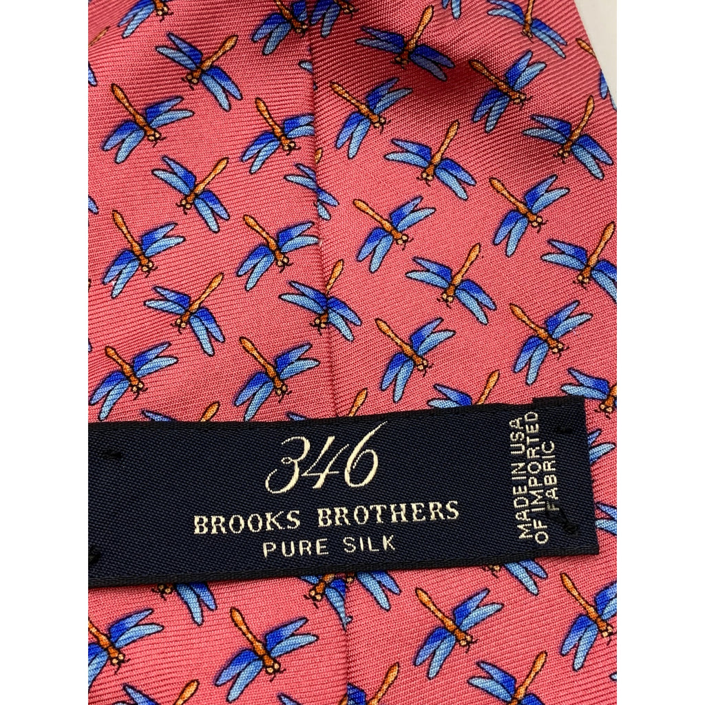 346 BROOKS BROTHERS Men's Pink-Blue Dragonfly Print Tie