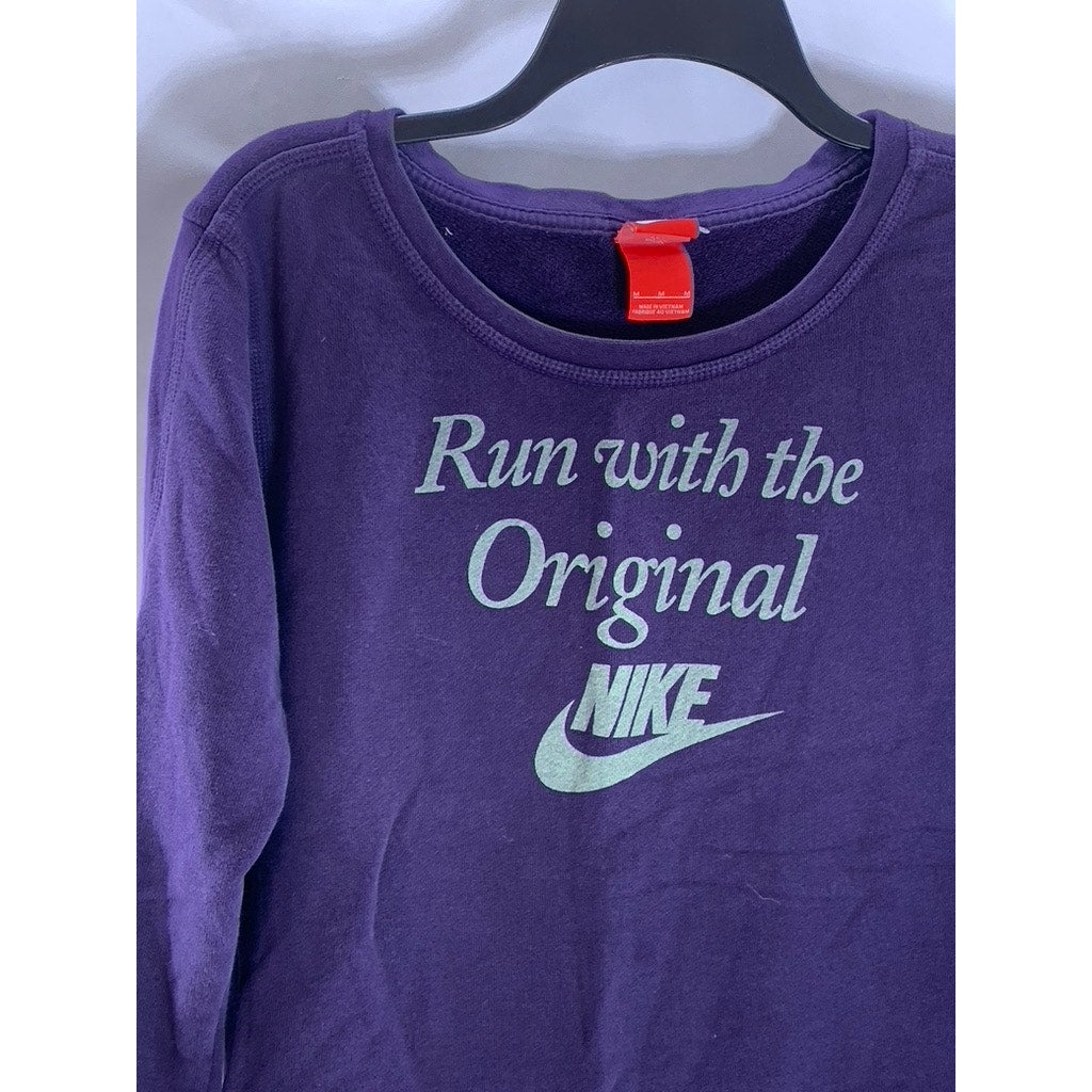 NIKE Women's Vintage Purple Run With The Original Logo Crewneck Sweatshirt SZ M