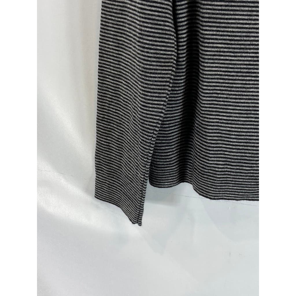 BANANA REPUBLIC Men's Black/Gray Striped Vintage Extra Fine Merino Polo SZ L