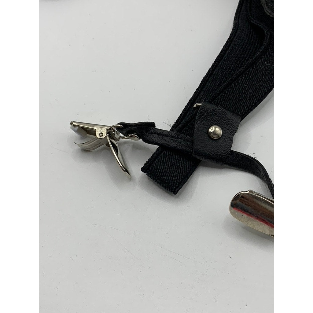 UNBRANDED Black Leather Adjustable Suspenders
