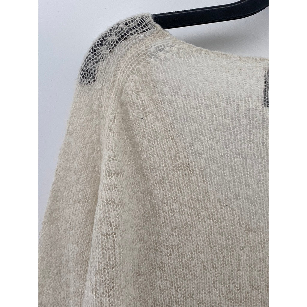 WHITEFOX White Label Women's Beige Knit Scoop-Neck Long Sleeve Sweater SZ S