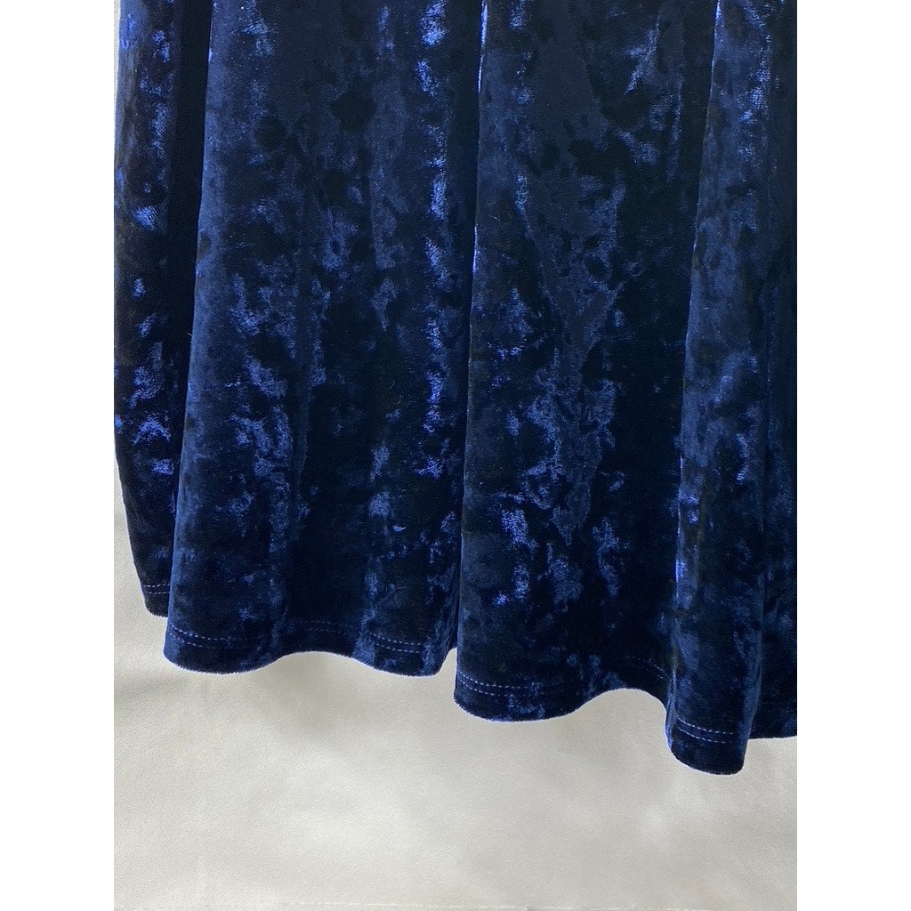 FOREVER 21 Women's Plus Size Blue Crushed Velvet A-Line Mini Skirt SZ 1X