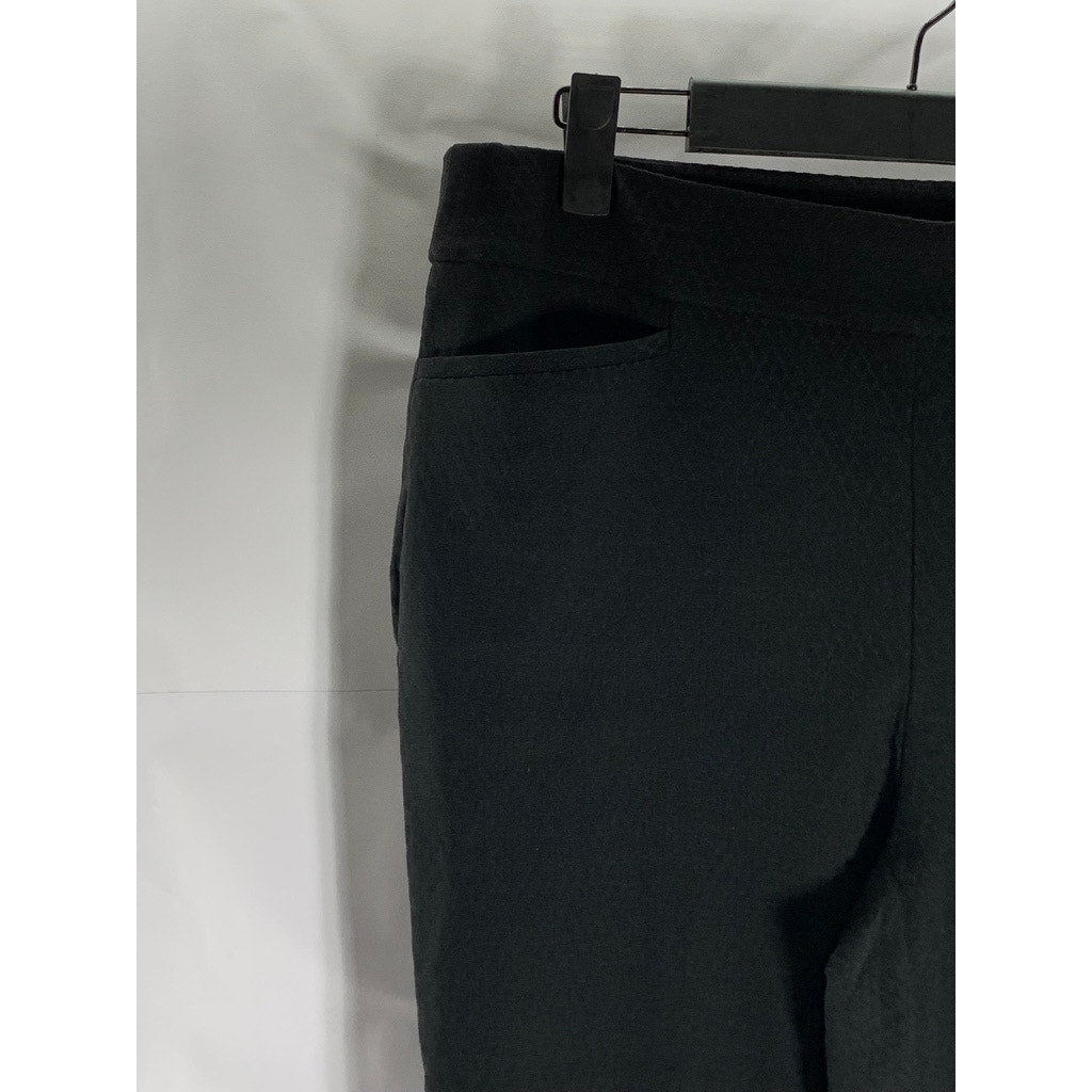 CHICO'S Women's Black Textured Brigitte Slim Cropped Pull-On Pants SZ 6