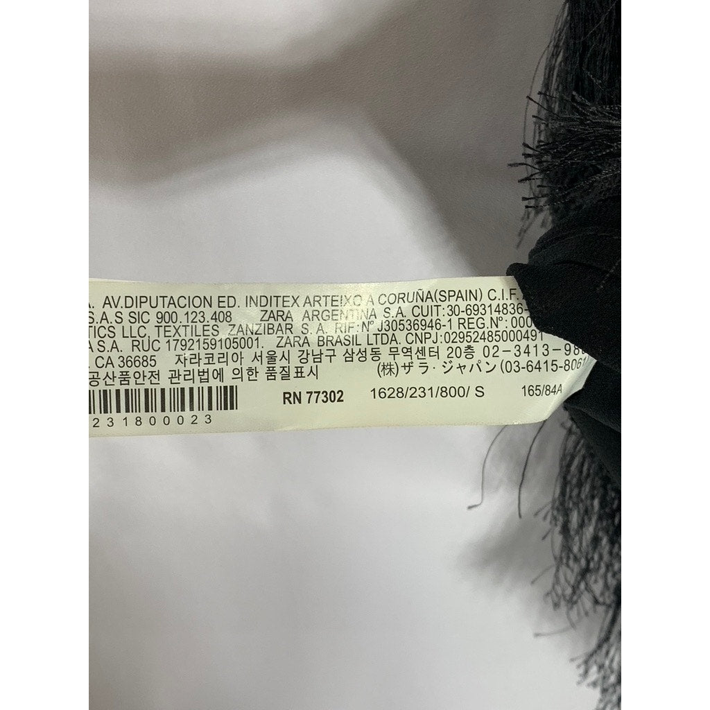 ZARA BASICS Women's Black Fringe Crewneck Pullover Tank Top SZ S