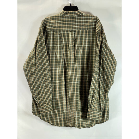 COLUMBIA Men's Brown/Green Plaid Regular-Fit Button-Up Long Sleeve Shirt SZ XL