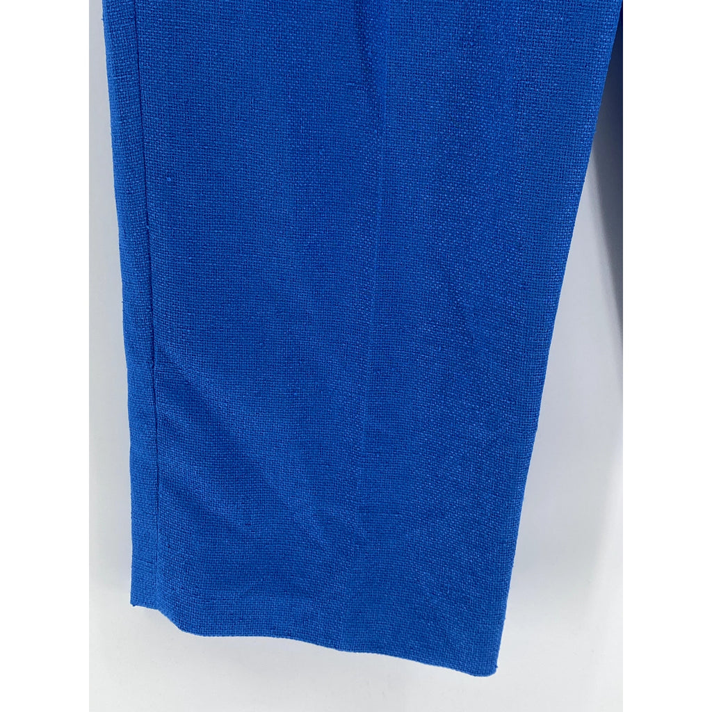 UNBRANDED Women's Royal Blue Textured Pleated Straight-Leg Pant SZ S
