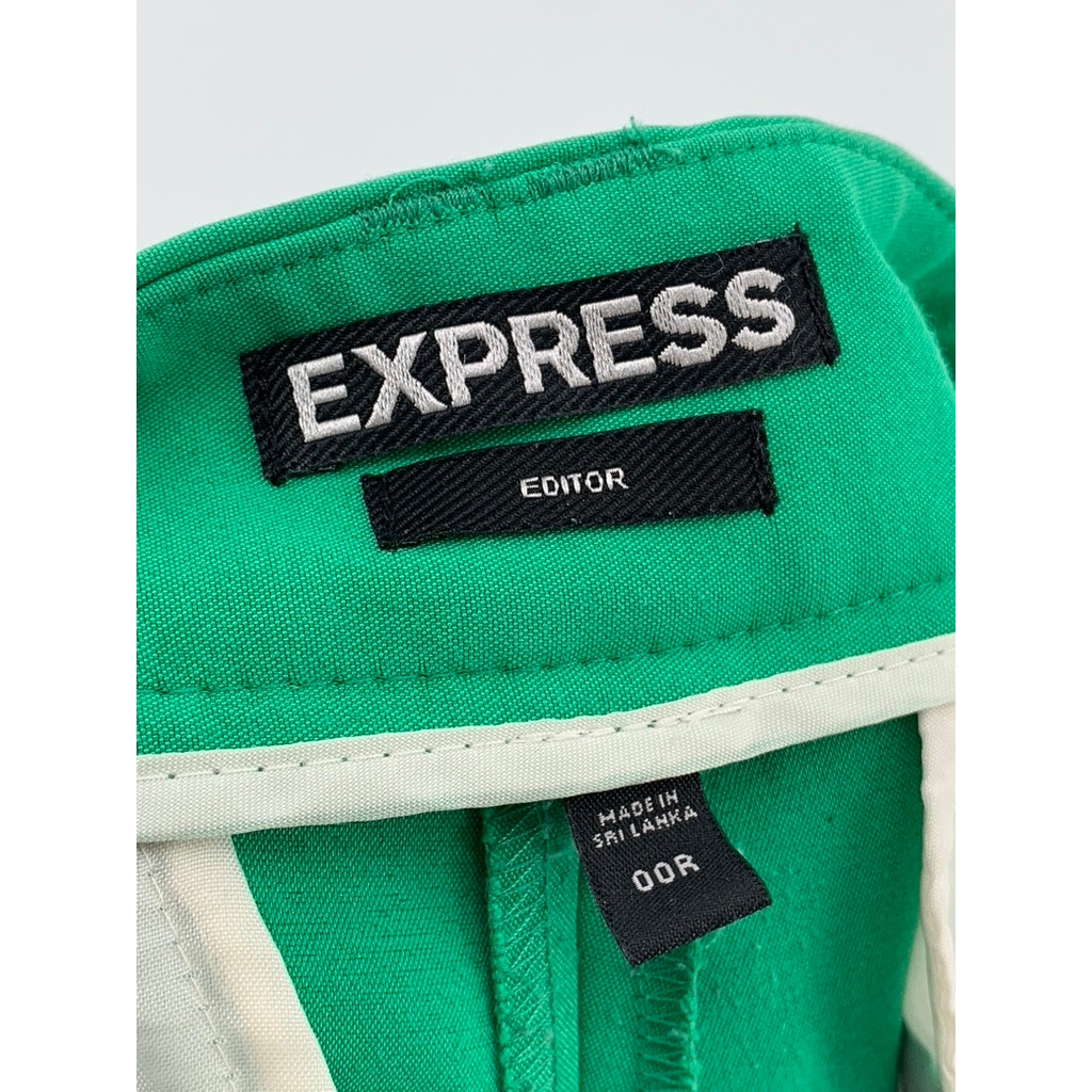 EXPRESS Women's Green Regular-Fit Editor Straight-Leg Pants SZ 00R