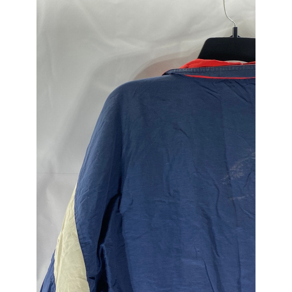 STARTER Men's Vintage Blue-Red Atlanta Braves Zip-Up Windbreaker Jacket SZ XL