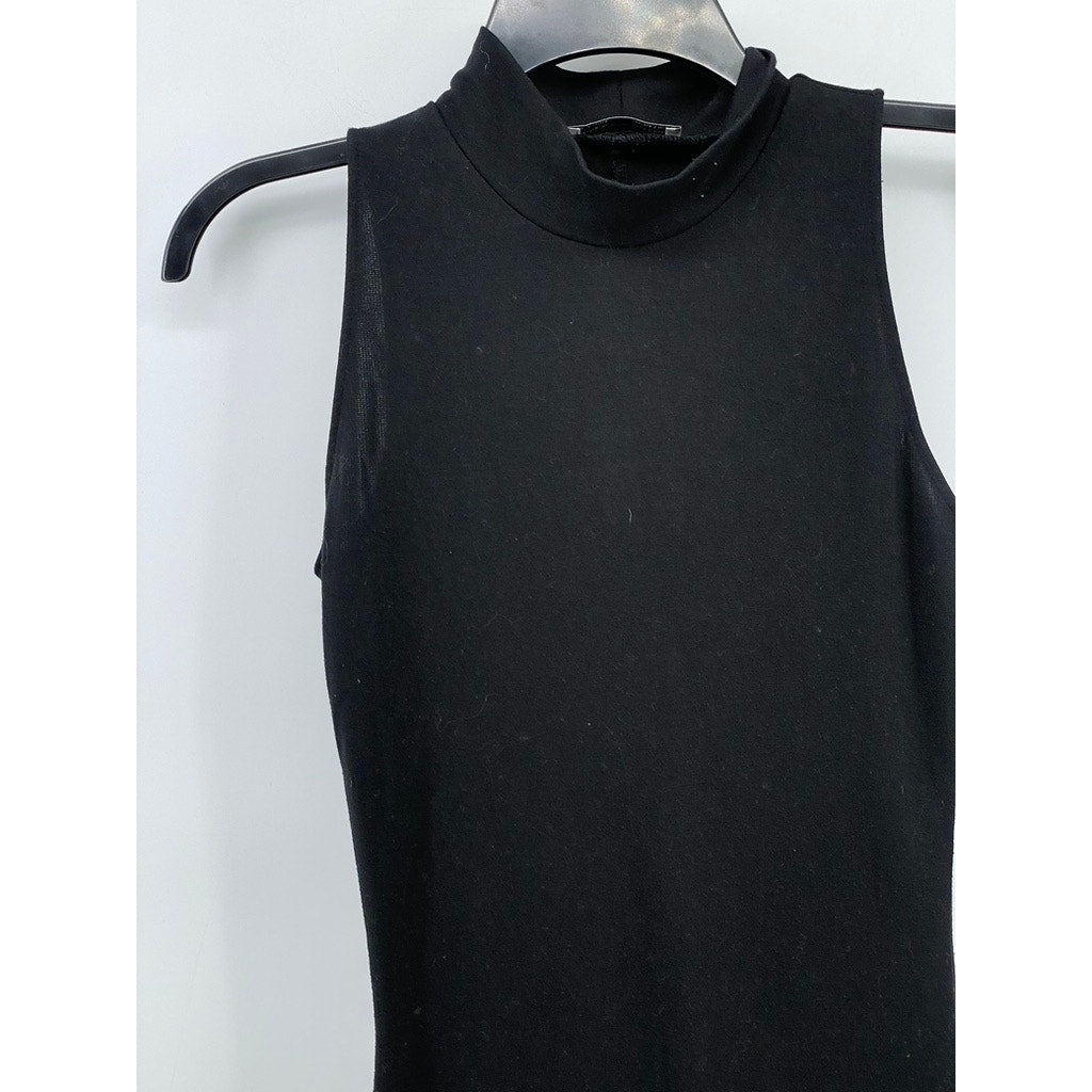 ZARA Women's Black Mock-Neck Sleeveless Bodycon Midi Dress SZ S