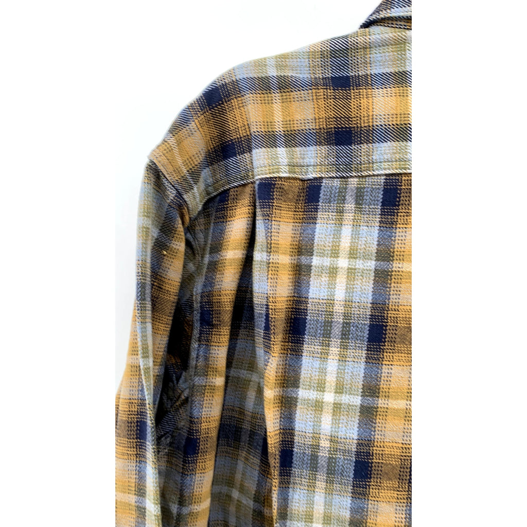 DULUTH TRADING CO. Men's Blue-Yellow Plaid Regular-Fit Button-Up Shirt SZ L