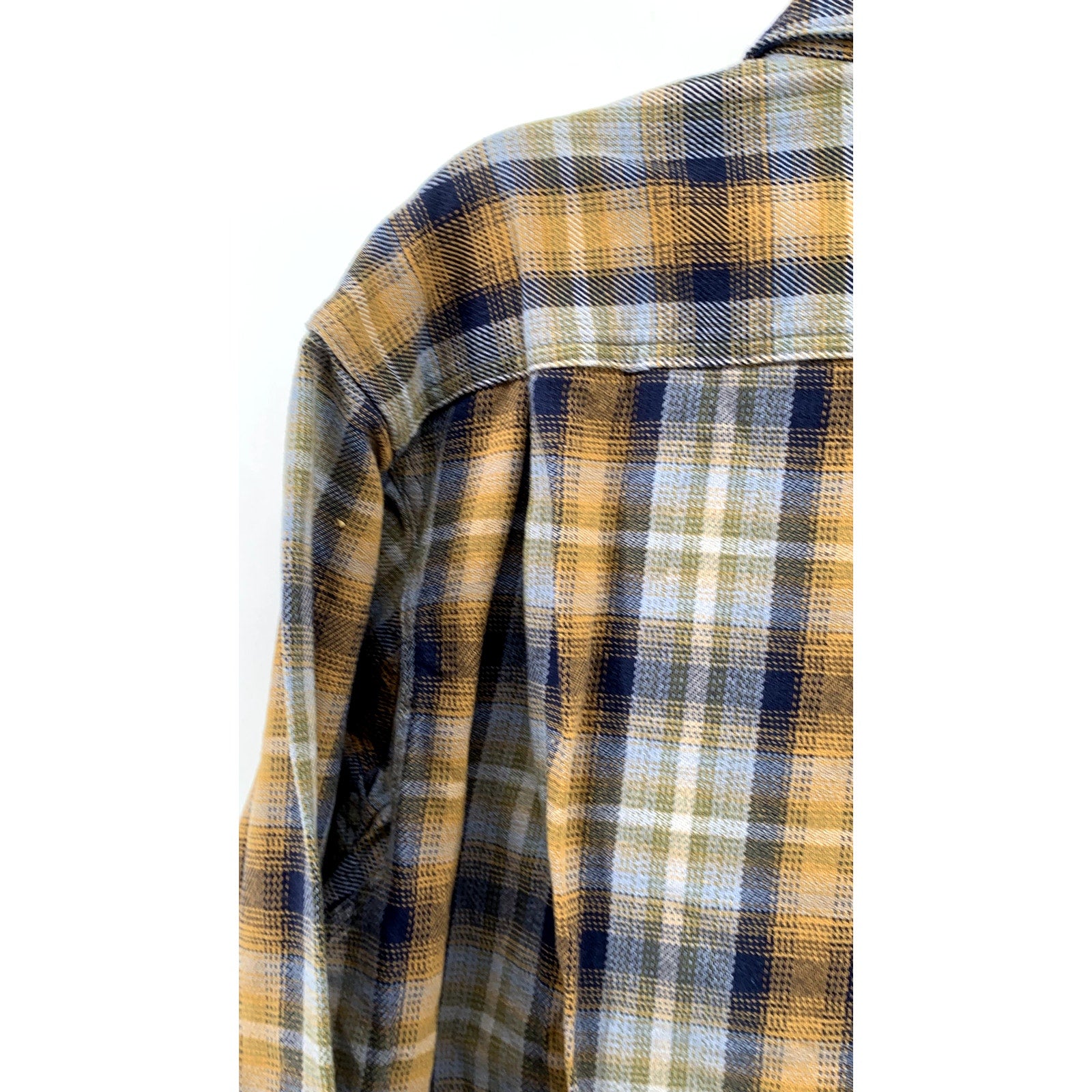 DULUTH TRADING CO. Men's Blue-Yellow Plaid Regular-Fit Button-Up Shirt SZ L