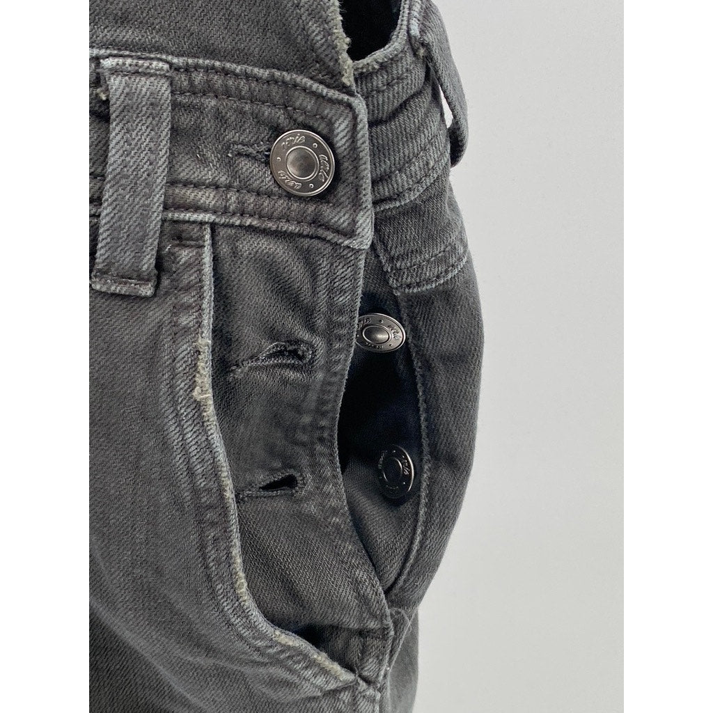 AERIE Women’s Black Denim Adjustable Strap Straight-Leg Overalls SZ XS
