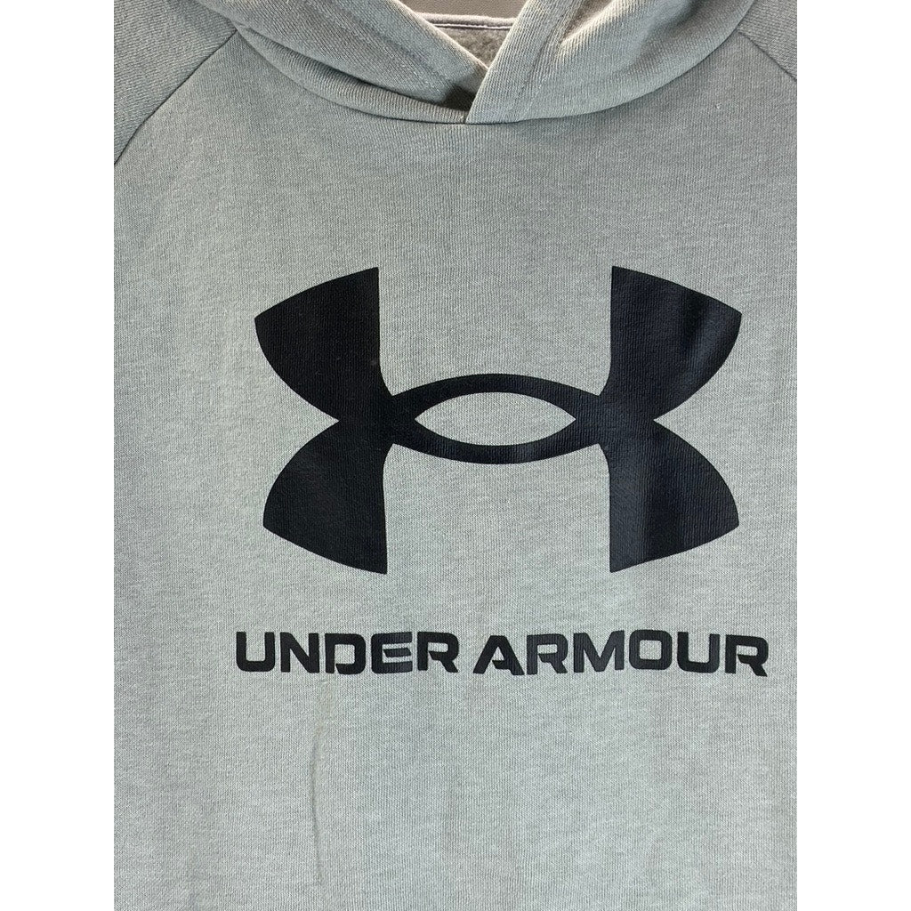 UNDER ARMOUR Boy's Gray UA Rival Fleece Large Logo Loose Pullover Hoodie SZ YXL