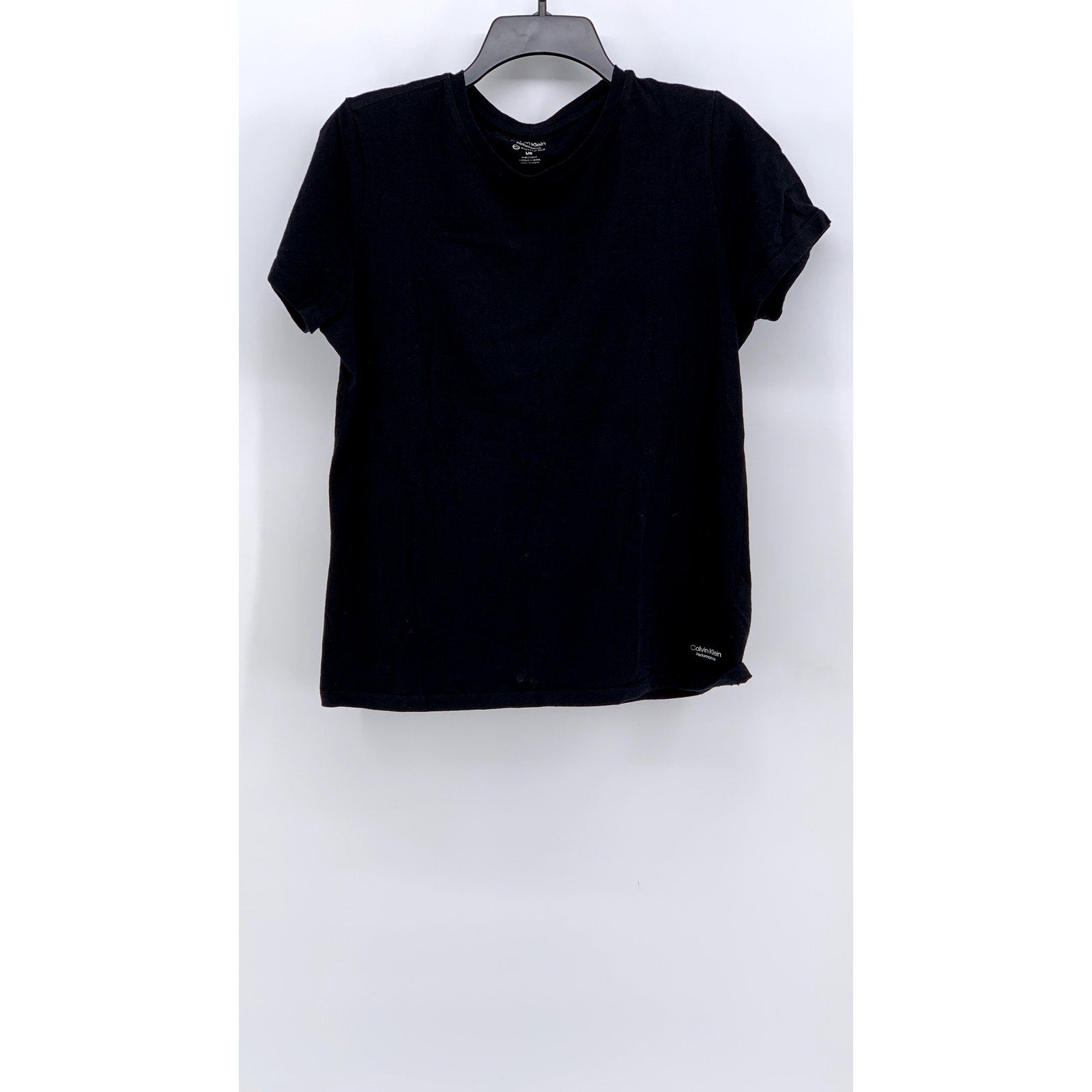 CALVIN KLEIN Women's Black Performance Stretch Short Sleeve Shirt SZ L